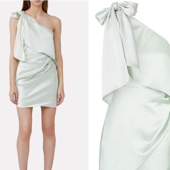 Significant Other Mint Green One-Shoulder Satin Dress - Picture 12 of 12